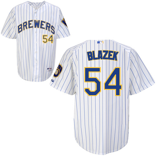 Michael Blazek #54 mlb Jersey-Milwaukee Brewers Women's Authentic Alternate Home White Baseball Jersey